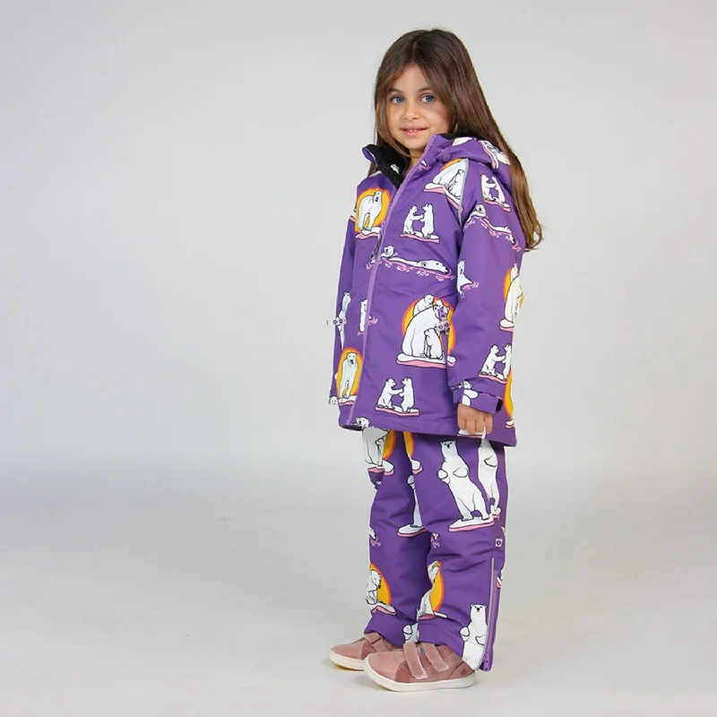 Småfolk Purple Heart Snow Pants With Polar Bears