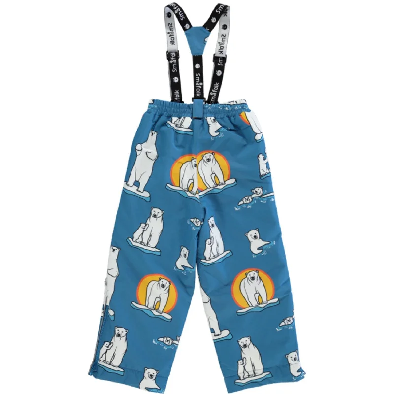 Småfolk Solid Blue Snow Pants With Polaer Bears