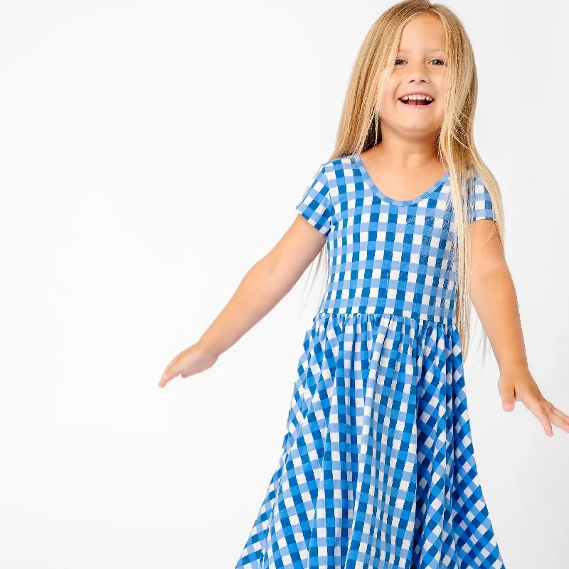 The Summer Sleeve Ballet Dress in Blue Lattice