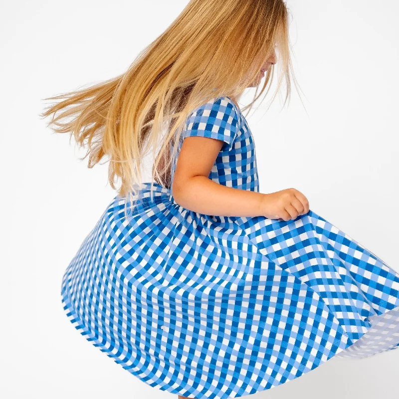 The Summer Sleeve Ballet Dress in Blue Lattice