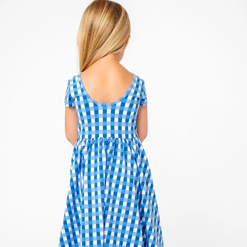 The Summer Sleeve Ballet Dress in Blue Lattice