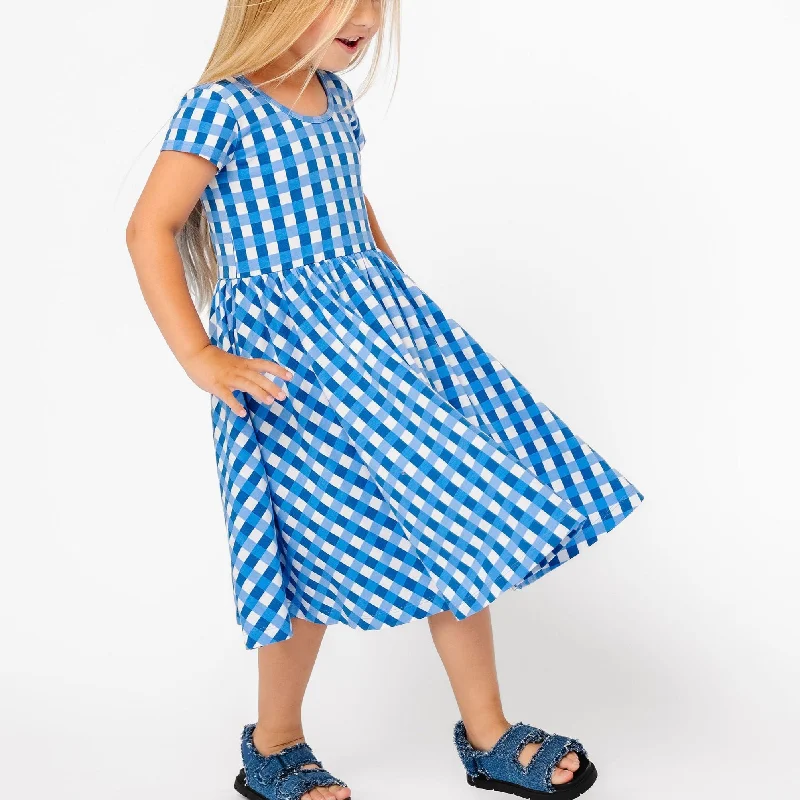 The Summer Sleeve Ballet Dress in Blue Lattice