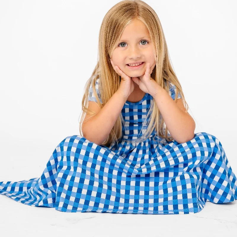 The Summer Sleeve Ballet Dress in Blue Lattice