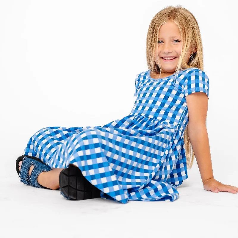 The Summer Sleeve Ballet Dress in Blue Lattice