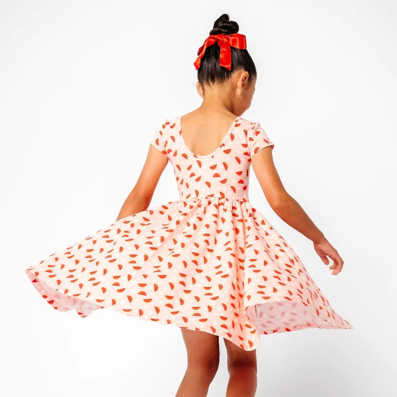 The Summer Sleeve Ballet Dress in Wild Watermelon