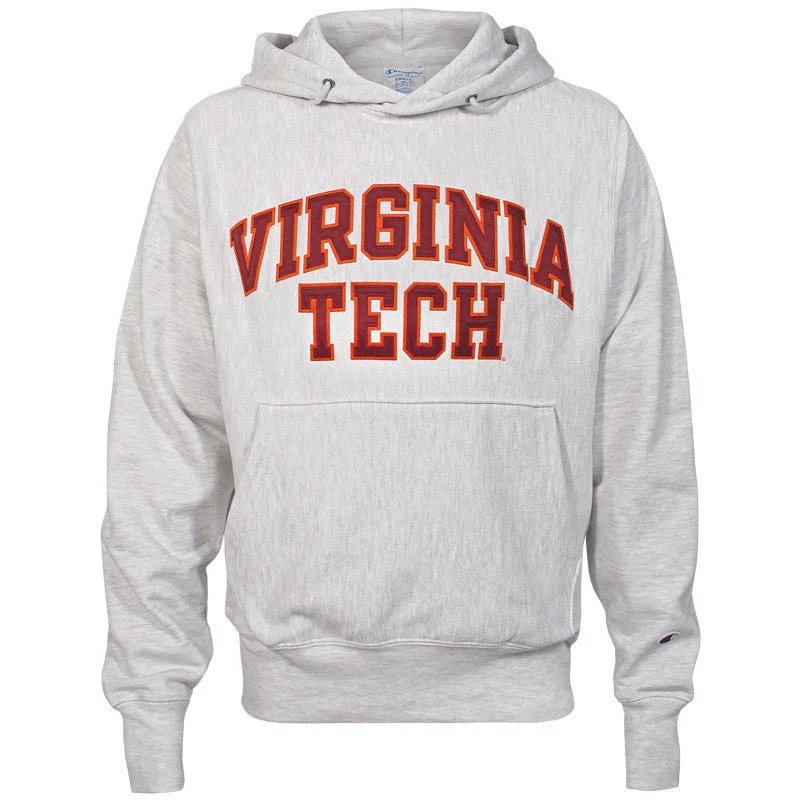 Virginia Tech Reverse Weave Tackle Twill Hooded Sweatshirt: Silver Gray by Champion