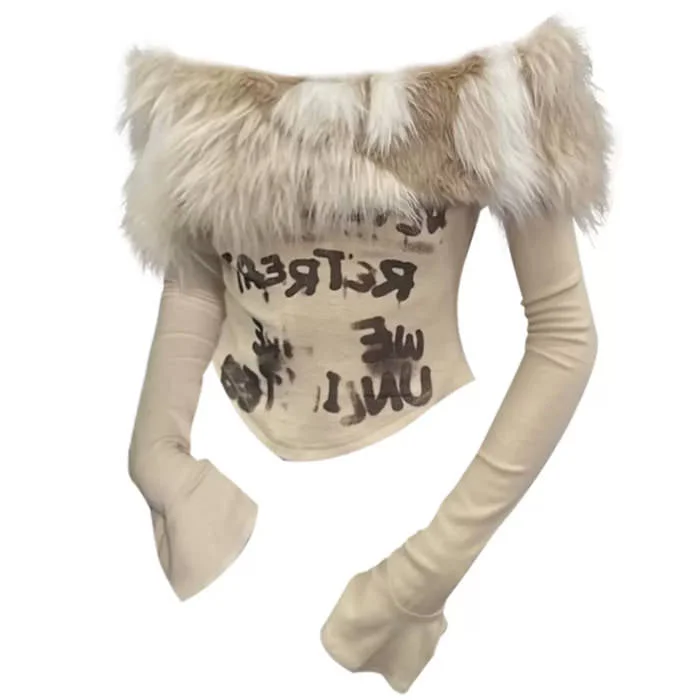 Y2K Aesthetic Fur Top